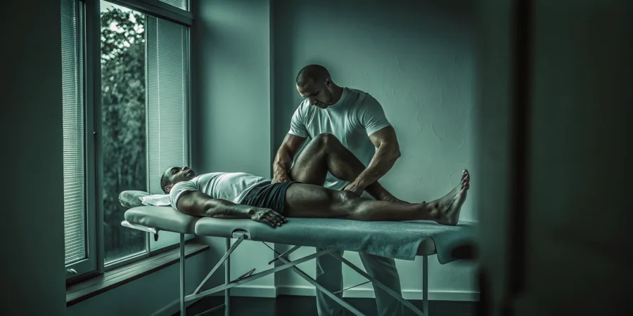 Austin athlete receiving fascia-first therapeutic bodywork after a workout